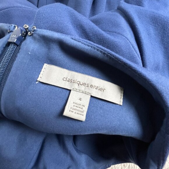Classiques Entier Womens Blue Pleated Shift Dress Size 4 Long Sleeve Career - Picture 3 of 10